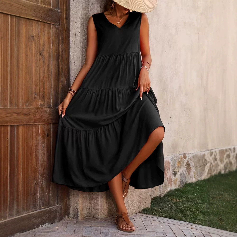 Forever 21 Elegant Holiday Solid Tiered Dress Loose Hem Layered Collar